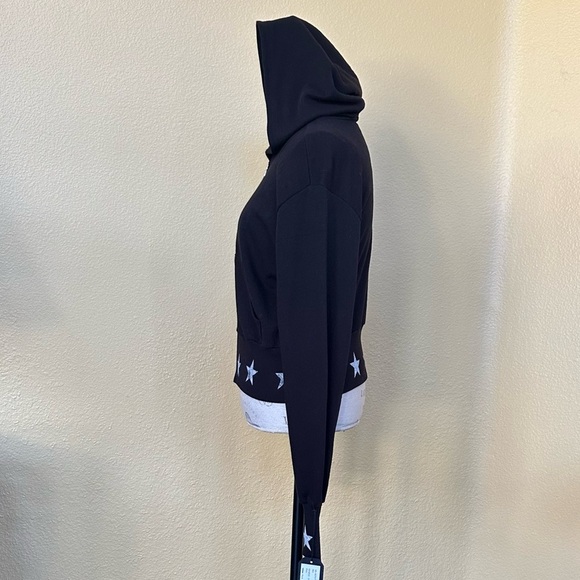 Michael Lauren Black Cropped Kaholo Star Print Hooded Jacket Small New With Tags - Picture 8 of 13